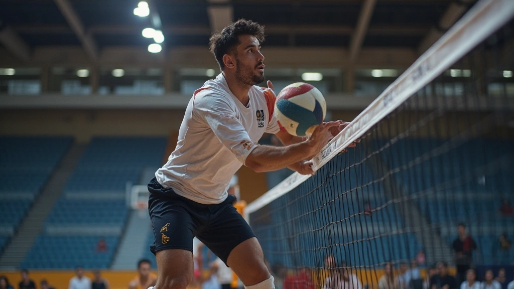 لاعب كرة طائرة متقدم يقوم بحركة الهجوم والضربة القاتلة