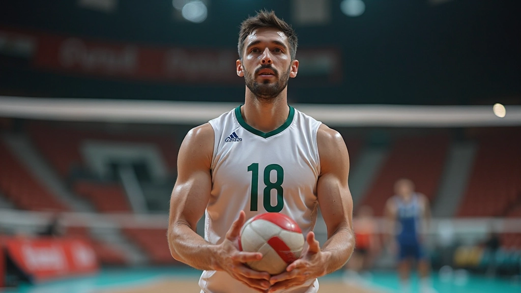 لاعب كرة طائرة يقوم بحركة الاستقبال الصحيحة مع الحفاظ على التوازن