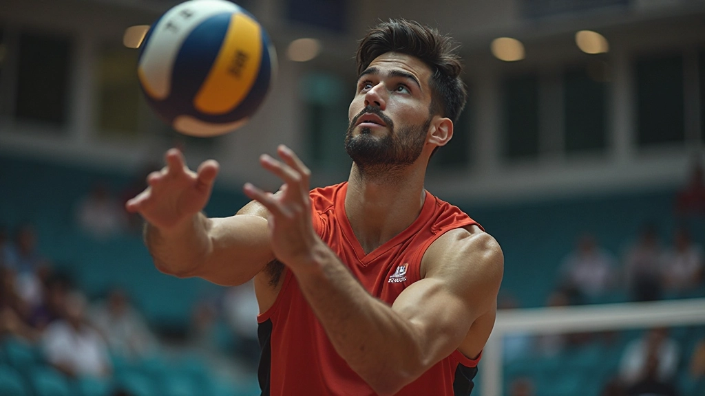 لاعب كرة طائرة يقوم بإرسال قوي ودقيق